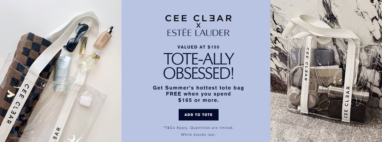 Estee Lauder优惠，消费满$165即可免费获得价值$150的Cee Clear托特包！！！