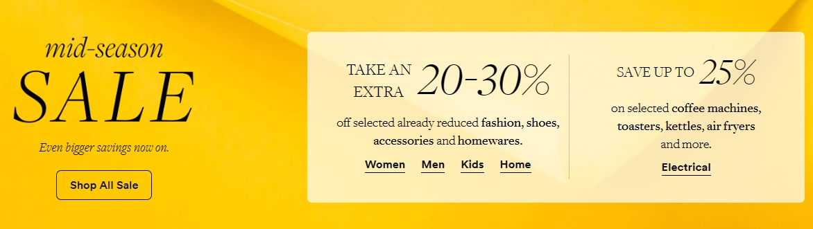 David Jones季中促销：衣服、鞋子、配饰、家居品20%-30%折上折！