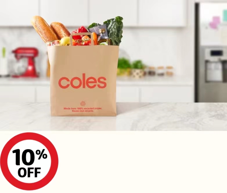 Coles商店享受10%的折扣，最高省$50！
