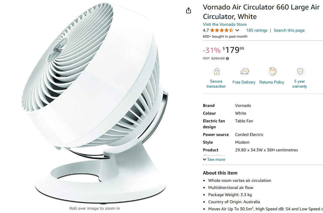 Vornado 660循环风扇特价！31%折扣，现价$179.99！@ Costco