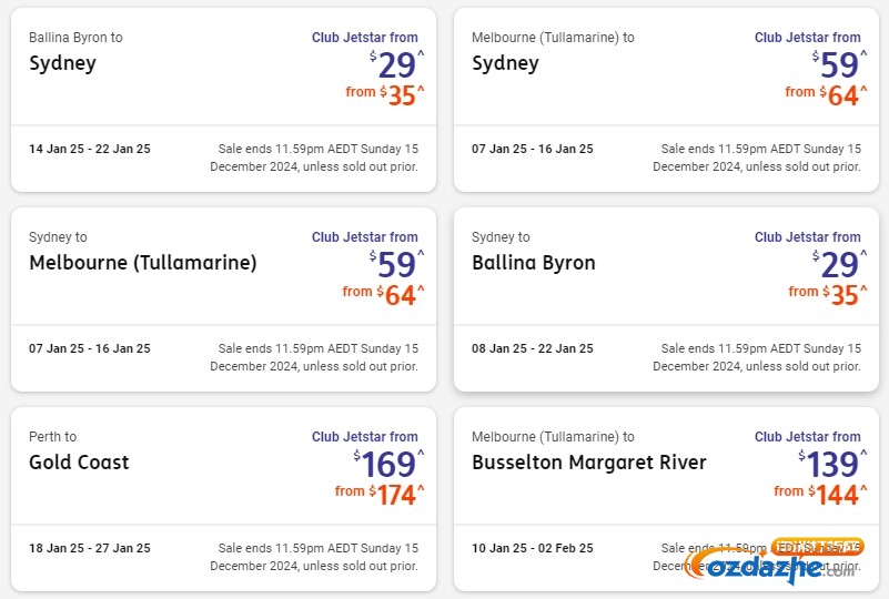 JetStar圣诞促销：机票$35起！
