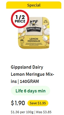 Gippsland Dairy草莓华夫饼翻盖酸奶半价！现价$1.9！@ Coles