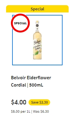 Belvoir 接骨木花饮品特价！30%折扣！现价$4.00！@ Coles